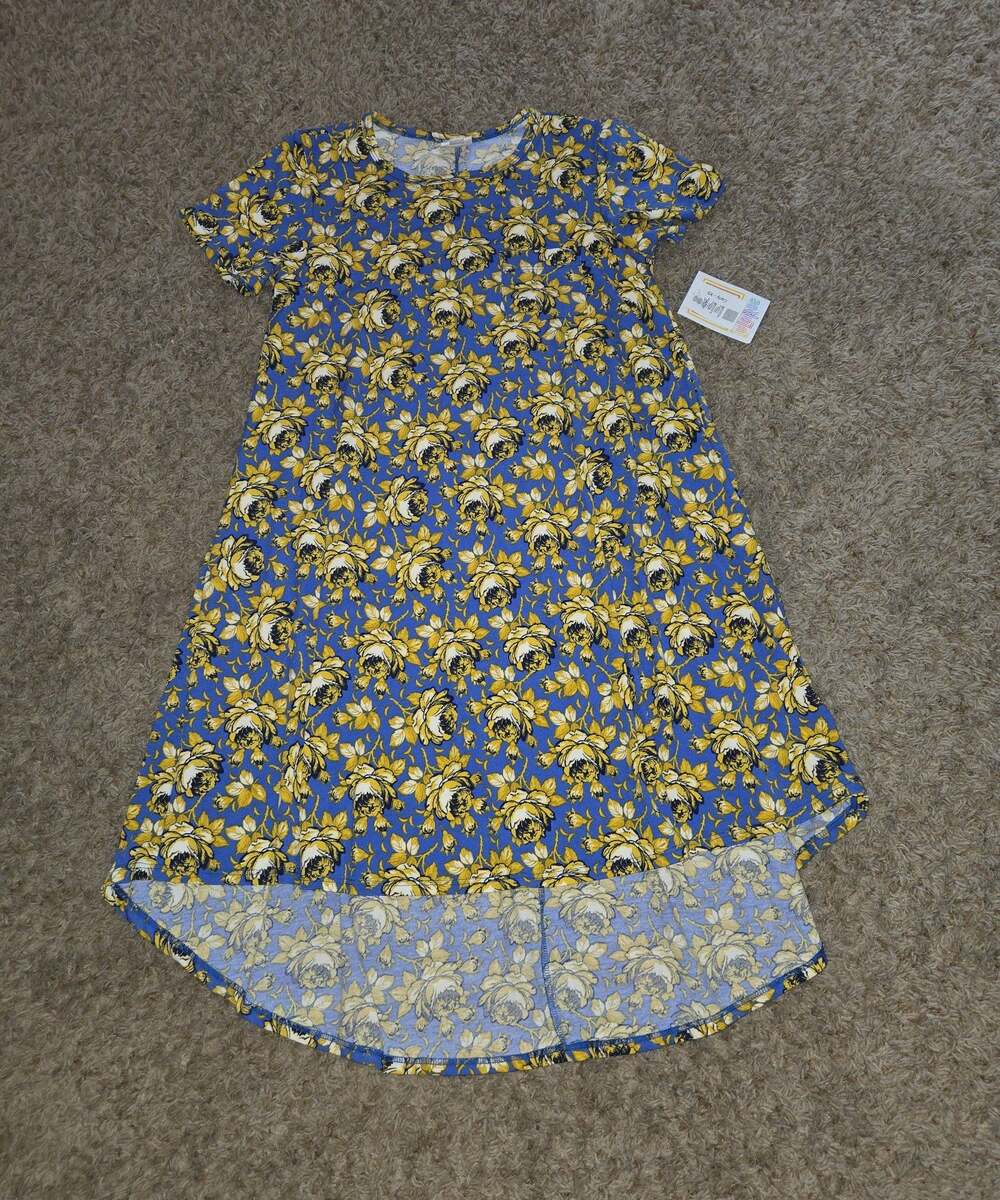 ** New Lularoe Carly size xs x small yellow roses belle